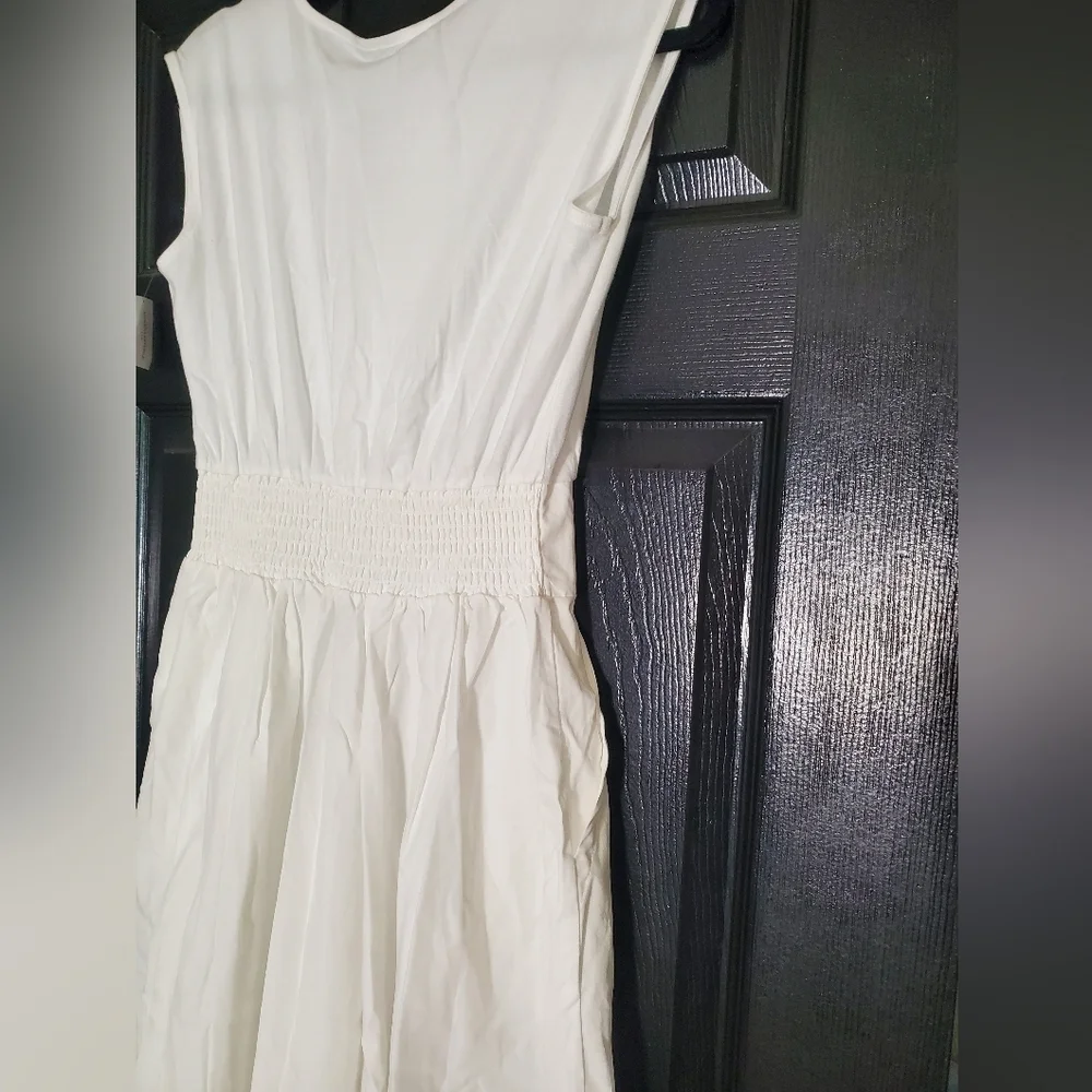 Banana Republic Mixed Media Cotton Poplin Maxi Dress White Size XS RT$140